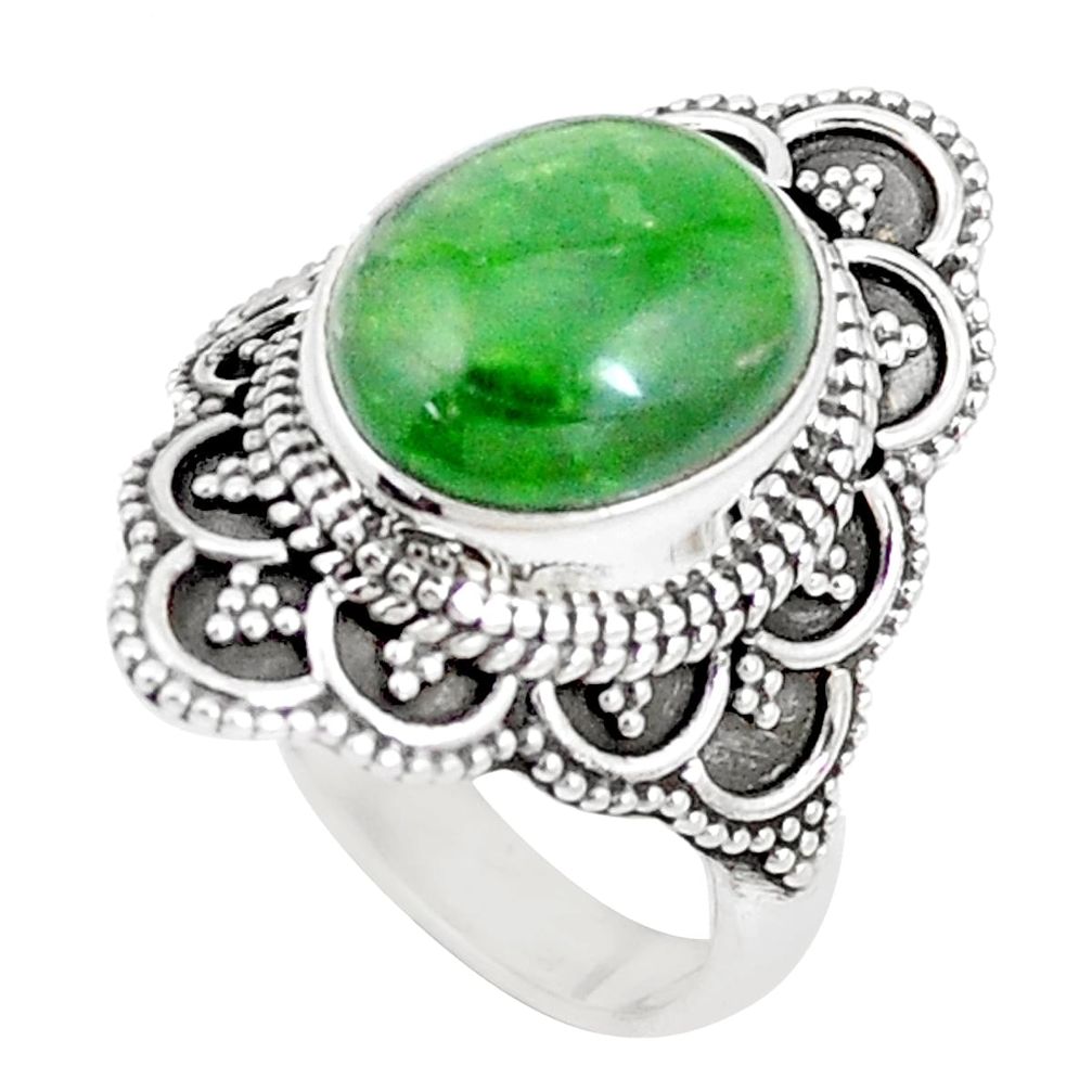 green chrome diopside 925 silver solitaire ring size 7.5 p15161