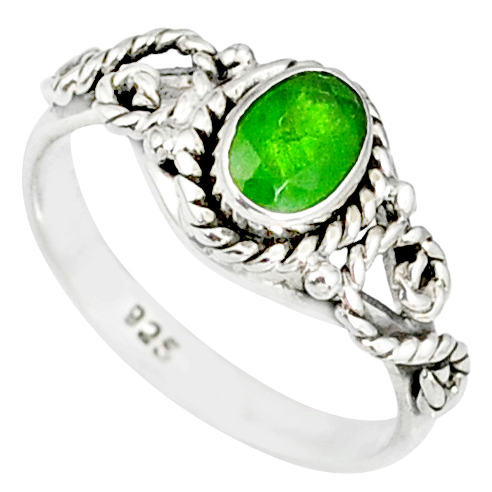 1.58cts natural green chrome diopside 925 silver solitaire ring size 8.5 r82274