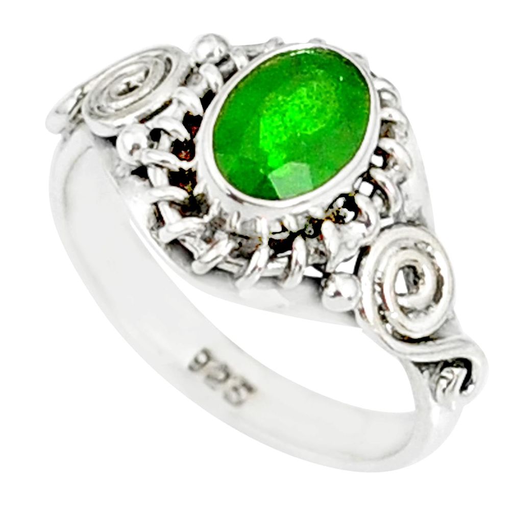 1.43cts natural green chrome diopside 925 silver solitaire ring size 5 r82366
