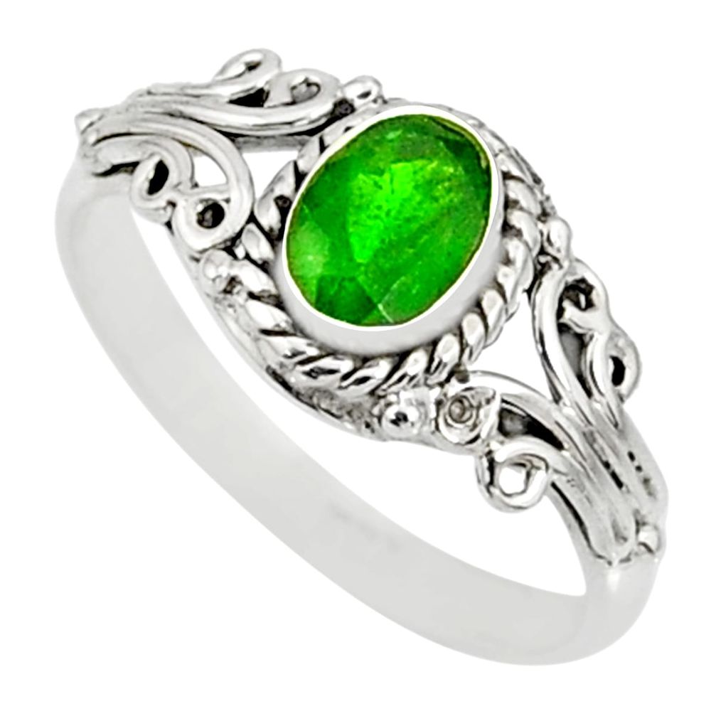 1.47cts natural green chrome diopside 925 silver solitaire ring size 5 r82423