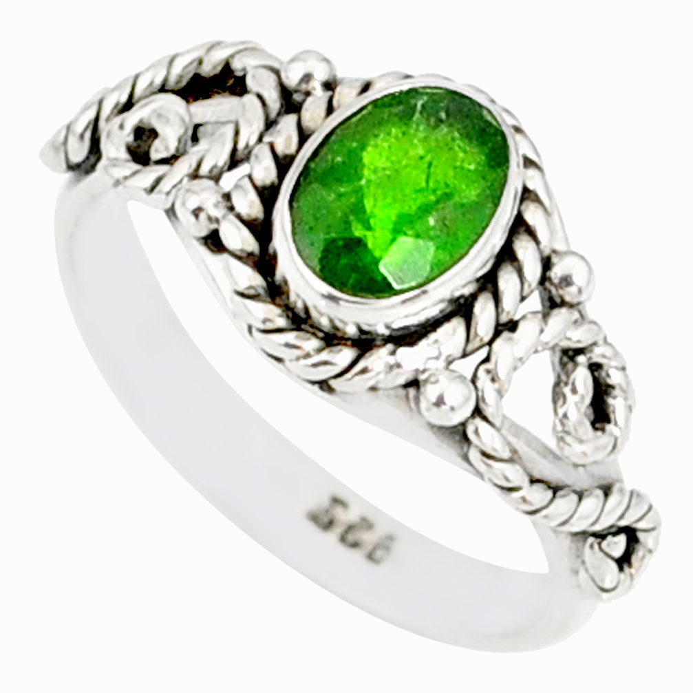 1.53cts natural green chrome diopside 925 silver solitaire ring size 6 r82261