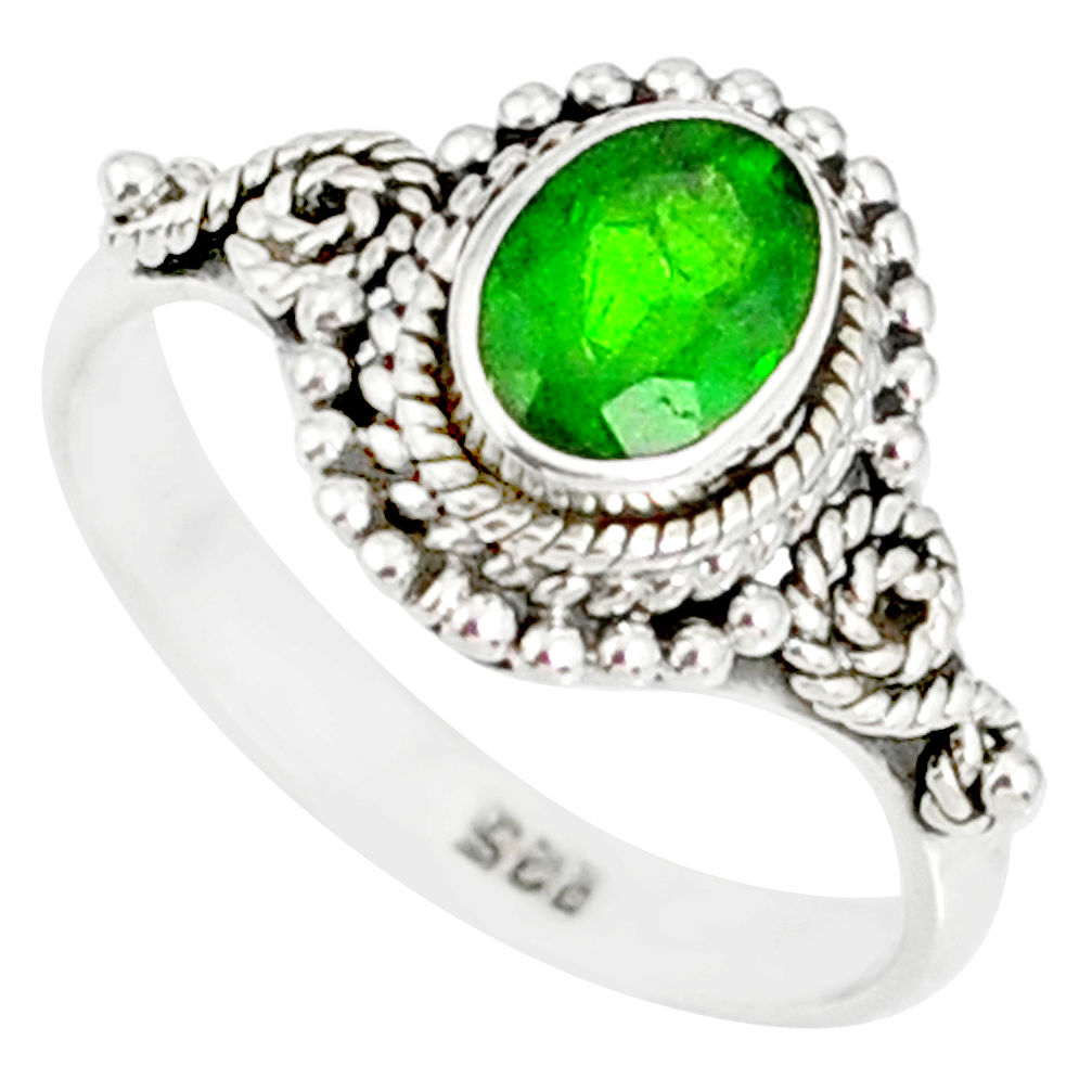 1.44cts natural green chrome diopside 925 silver solitaire ring size 6 r82265