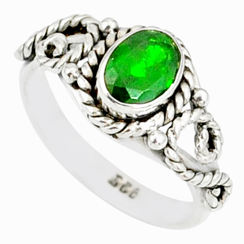 1.52cts natural green chrome diopside 925 silver solitaire ring size 6 r82270