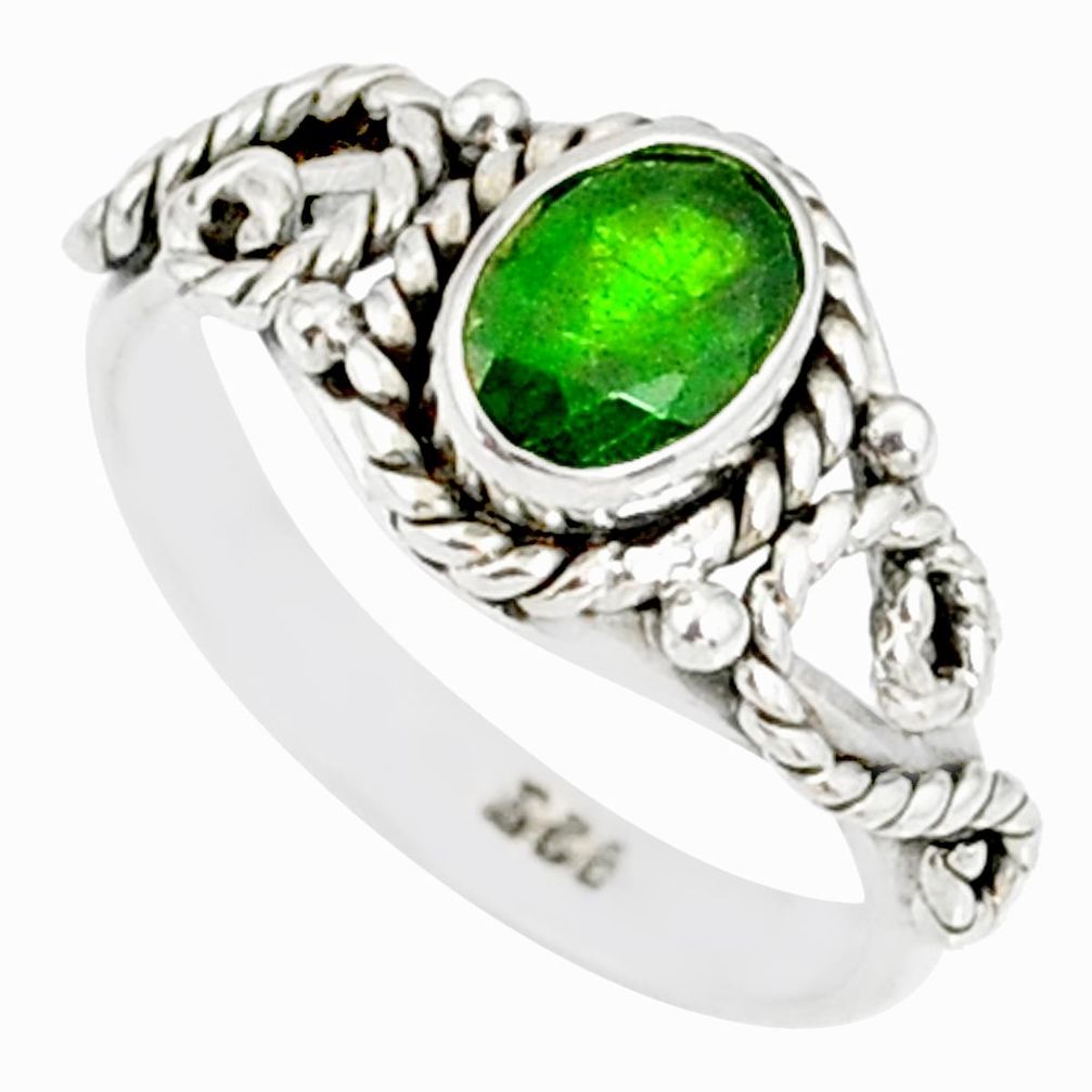 1.52cts natural green chrome diopside 925 silver solitaire ring size 6 r82277