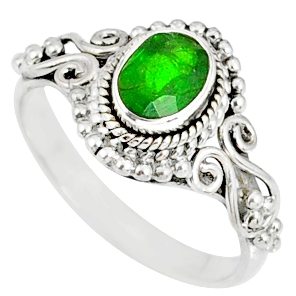 1.51cts natural green chrome diopside 925 silver solitaire ring size 6 r82372