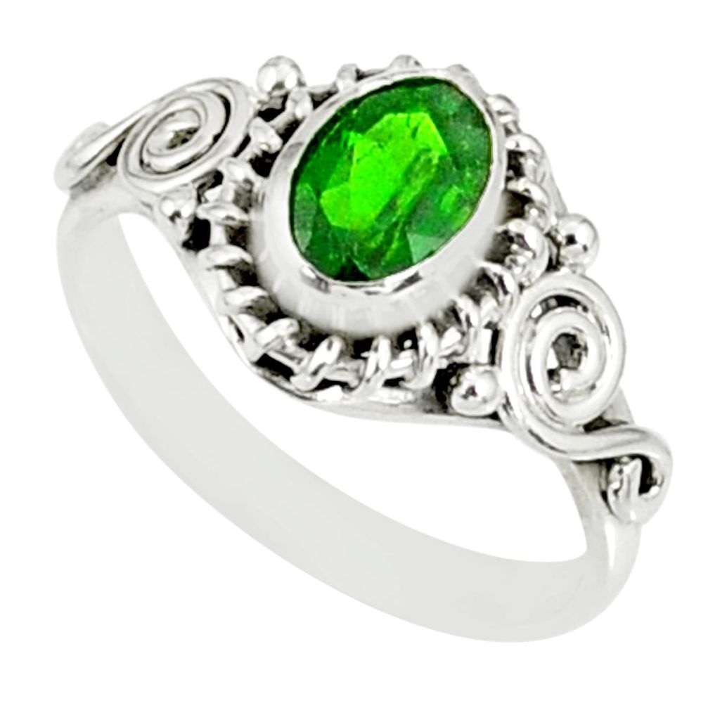 1.43cts natural green chrome diopside 925 silver solitaire ring size 6 r82433