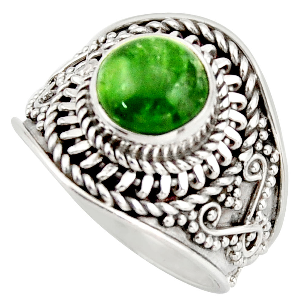 3.41cts natural green chrome diopside 925 silver solitaire ring size 7 d46227