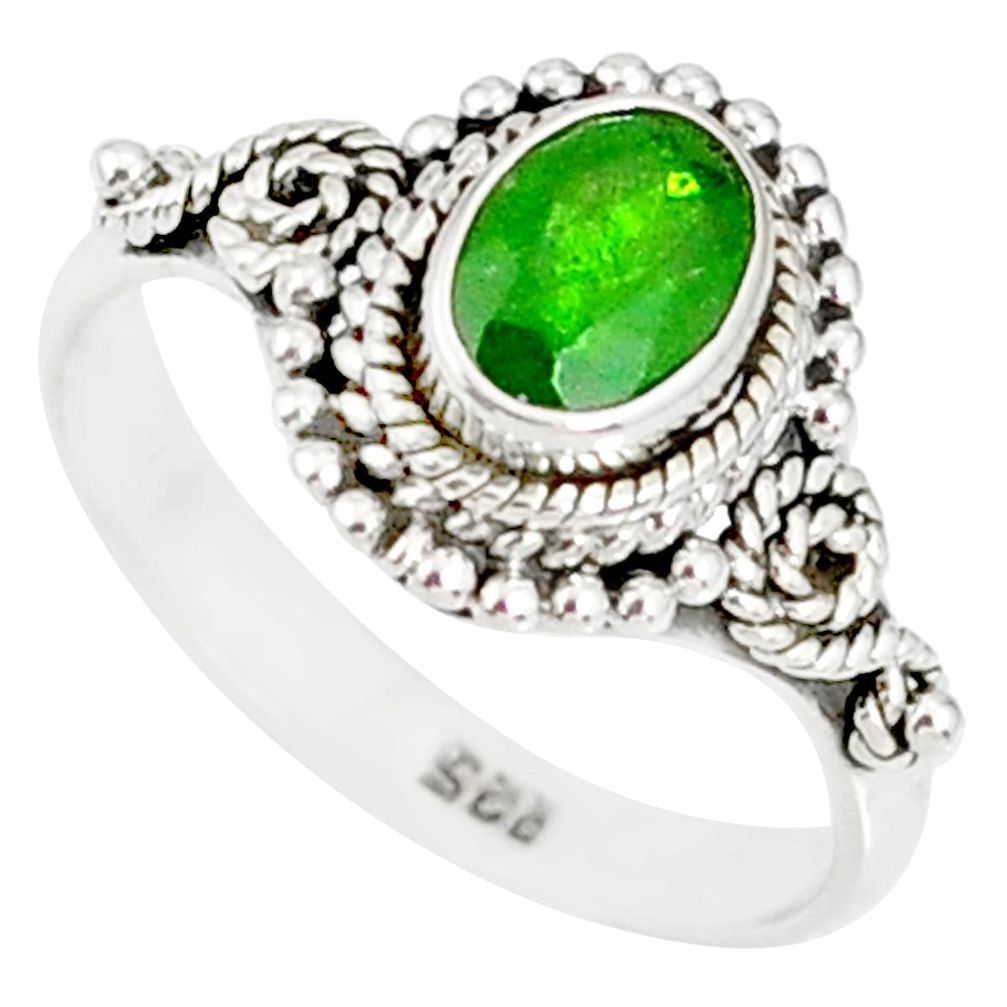 1.43cts natural green chrome diopside 925 silver solitaire ring size 7 r82267