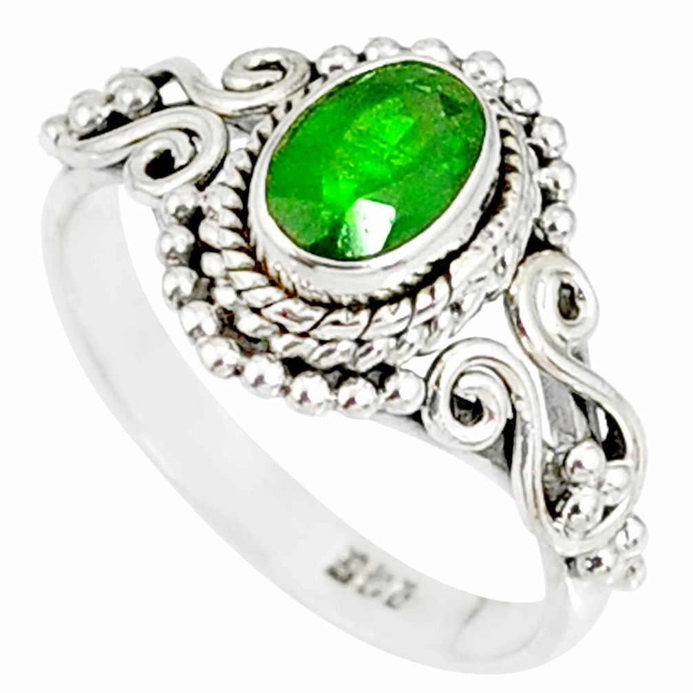 1.44cts natural green chrome diopside 925 silver solitaire ring size 7 r82275