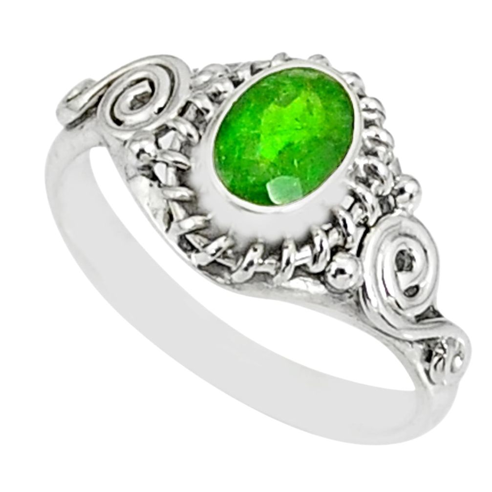 1.43cts natural green chrome diopside 925 silver solitaire ring size 7 r82427