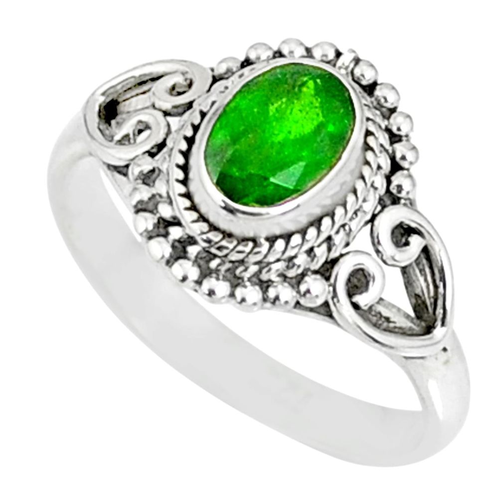 1.59cts natural green chrome diopside 925 silver solitaire ring size 7 r82434