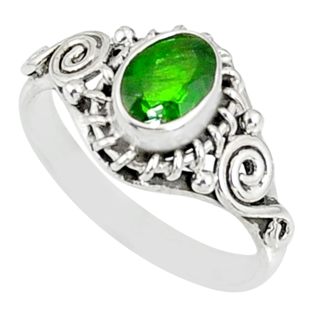 1.49cts natural green chrome diopside 925 silver solitaire ring size 7 r82435