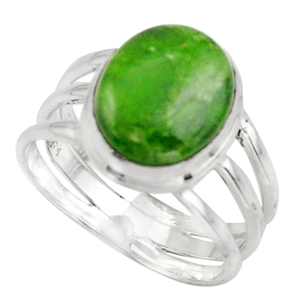 5.28cts natural green chrome diopside 925 silver solitaire ring size 8 d47491