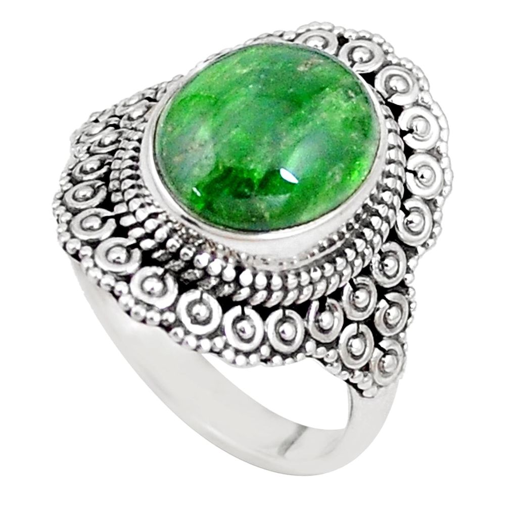 green chrome diopside 925 silver solitaire ring size 8 p15170