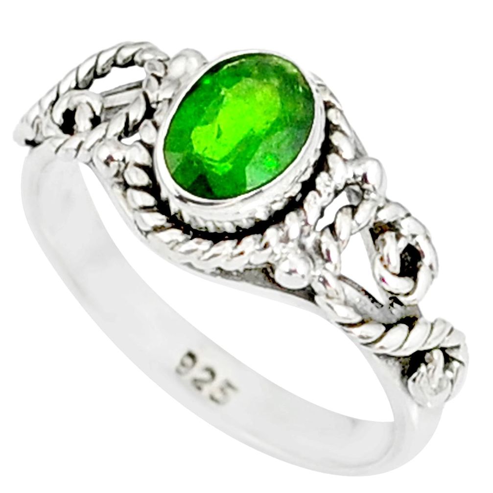 1.48cts natural green chrome diopside 925 silver solitaire ring size 8 r82271