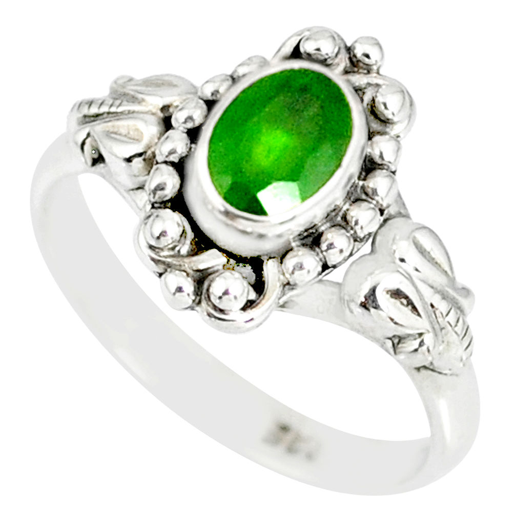 1.53cts natural green chrome diopside 925 silver solitaire ring size 8 r82370