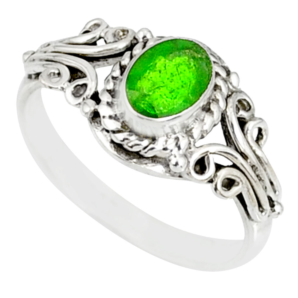 1.55cts natural green chrome diopside 925 silver solitaire ring size 8 r82428