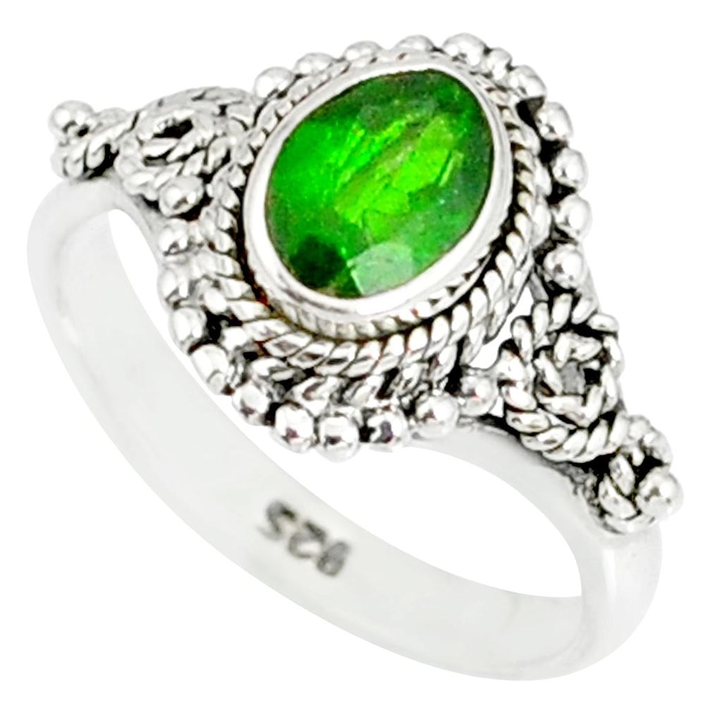 1.43cts natural green chrome diopside 925 silver solitaire ring size 9 r82266