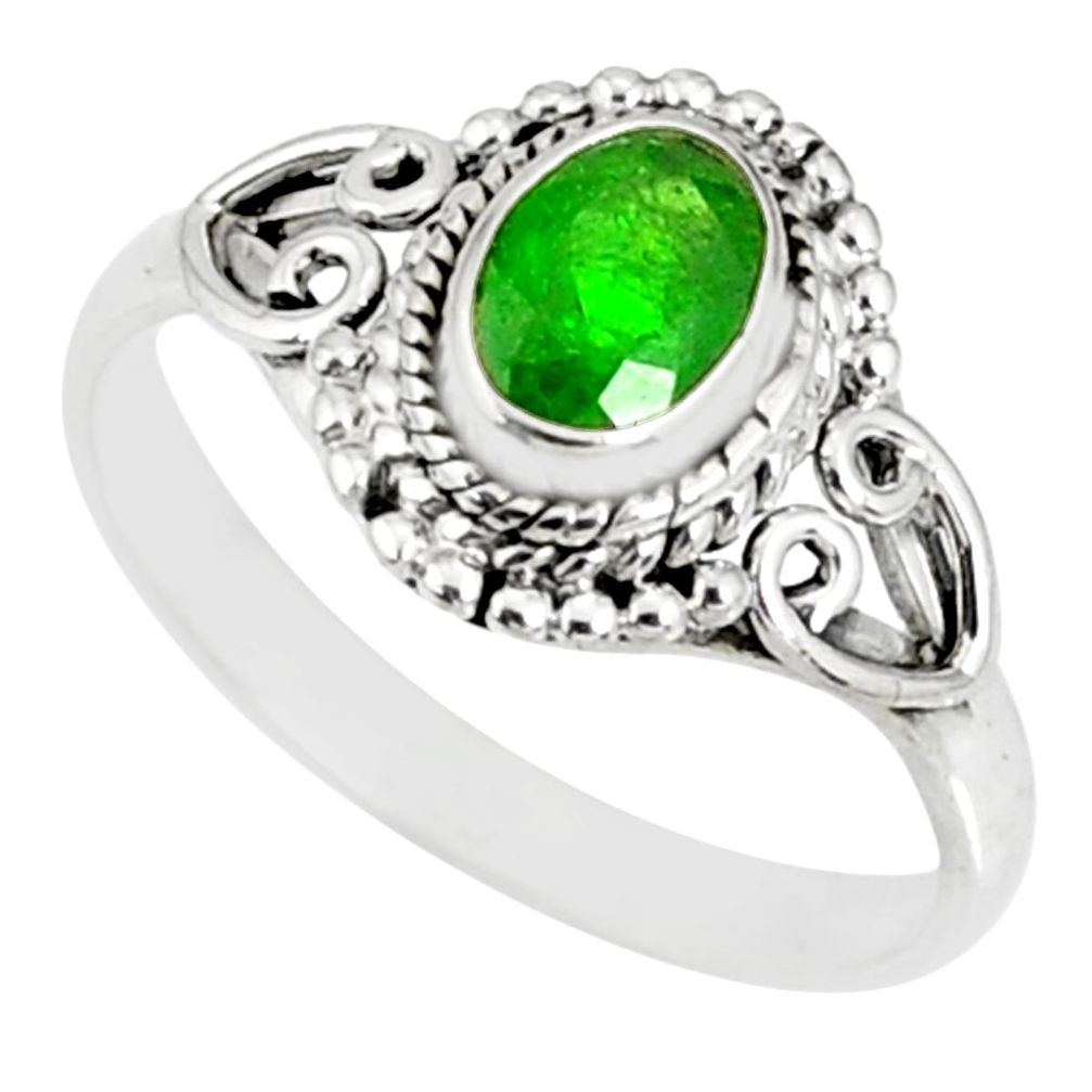 1.55cts natural green chrome diopside 925 silver solitaire ring size 9 r82426
