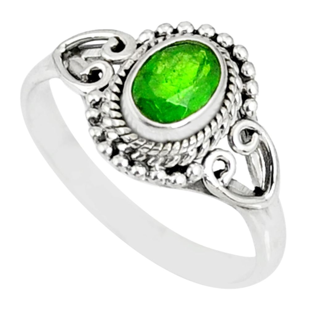 1.58cts natural green chrome diopside 925 silver solitaire ring size 9 r82431