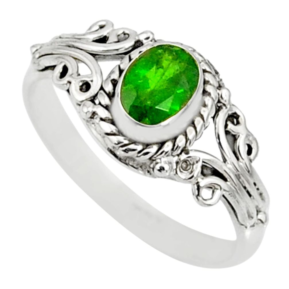 1.46cts natural green chrome diopside 925 silver solitaire ring size 9 r82437