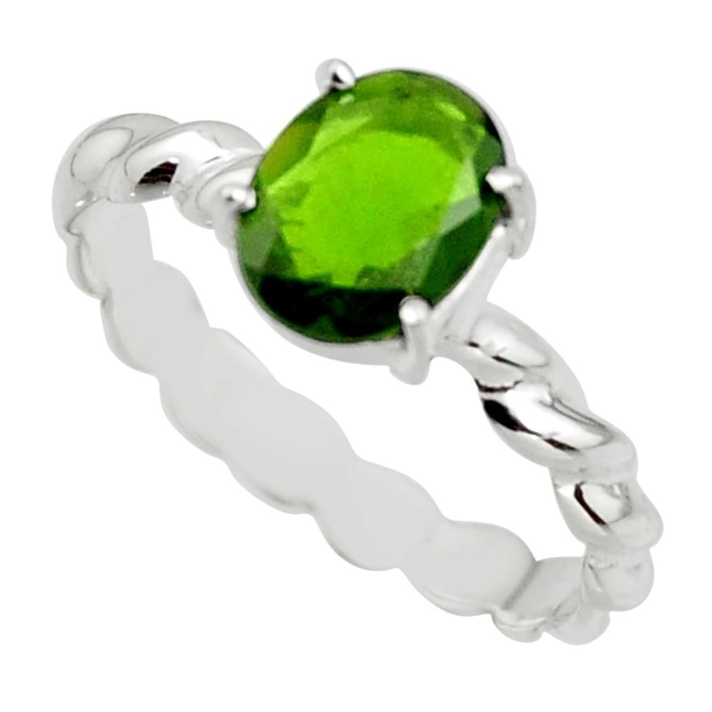 3.00cts natural green chrome diopside 925 sterling silver ring size 8.5 r43410