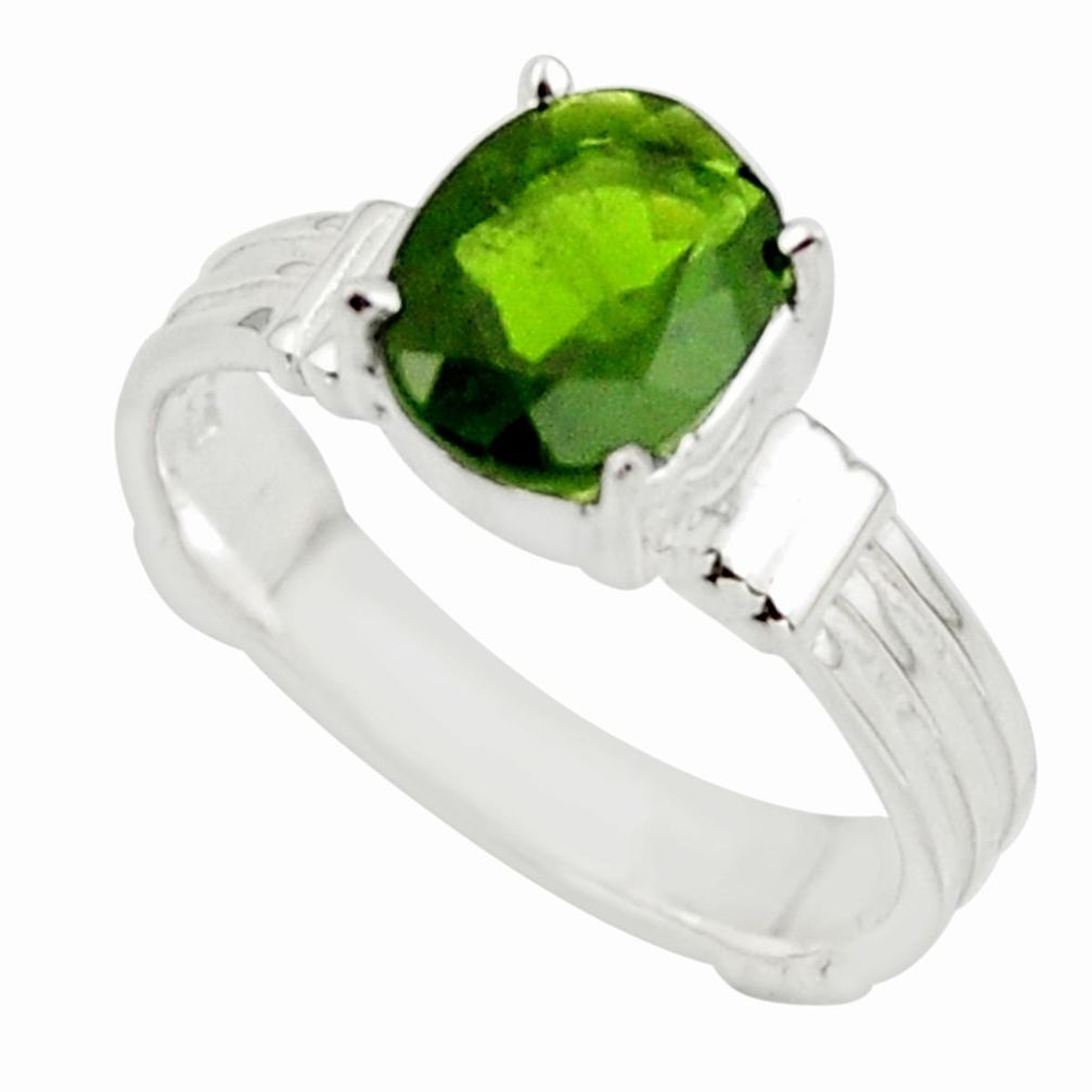 3.37cts natural green chrome diopside 925 sterling silver ring size 7.5 r43417