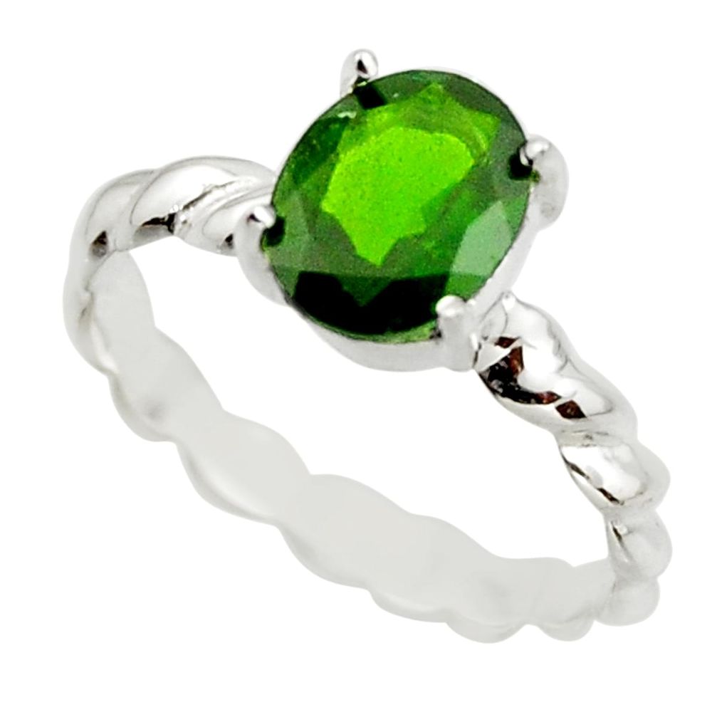 3.00cts natural green chrome diopside 925 sterling silver ring size 8.5 r43421