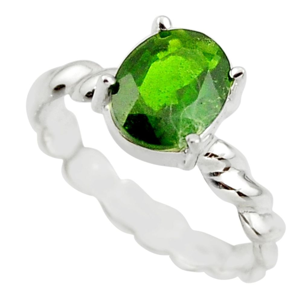 3.16cts natural green chrome diopside 925 sterling silver ring size 7.5 r43425