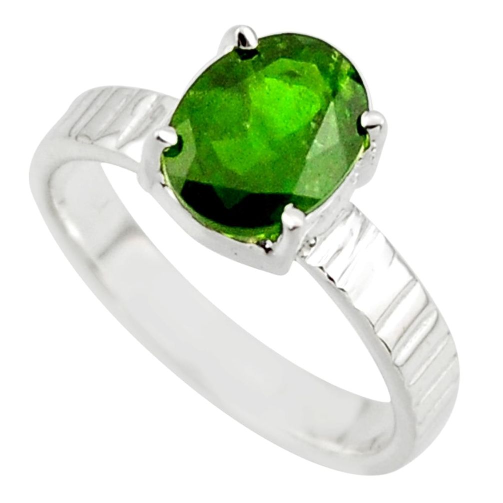 3.37cts natural green chrome diopside 925 sterling silver ring size 7.5 r43436