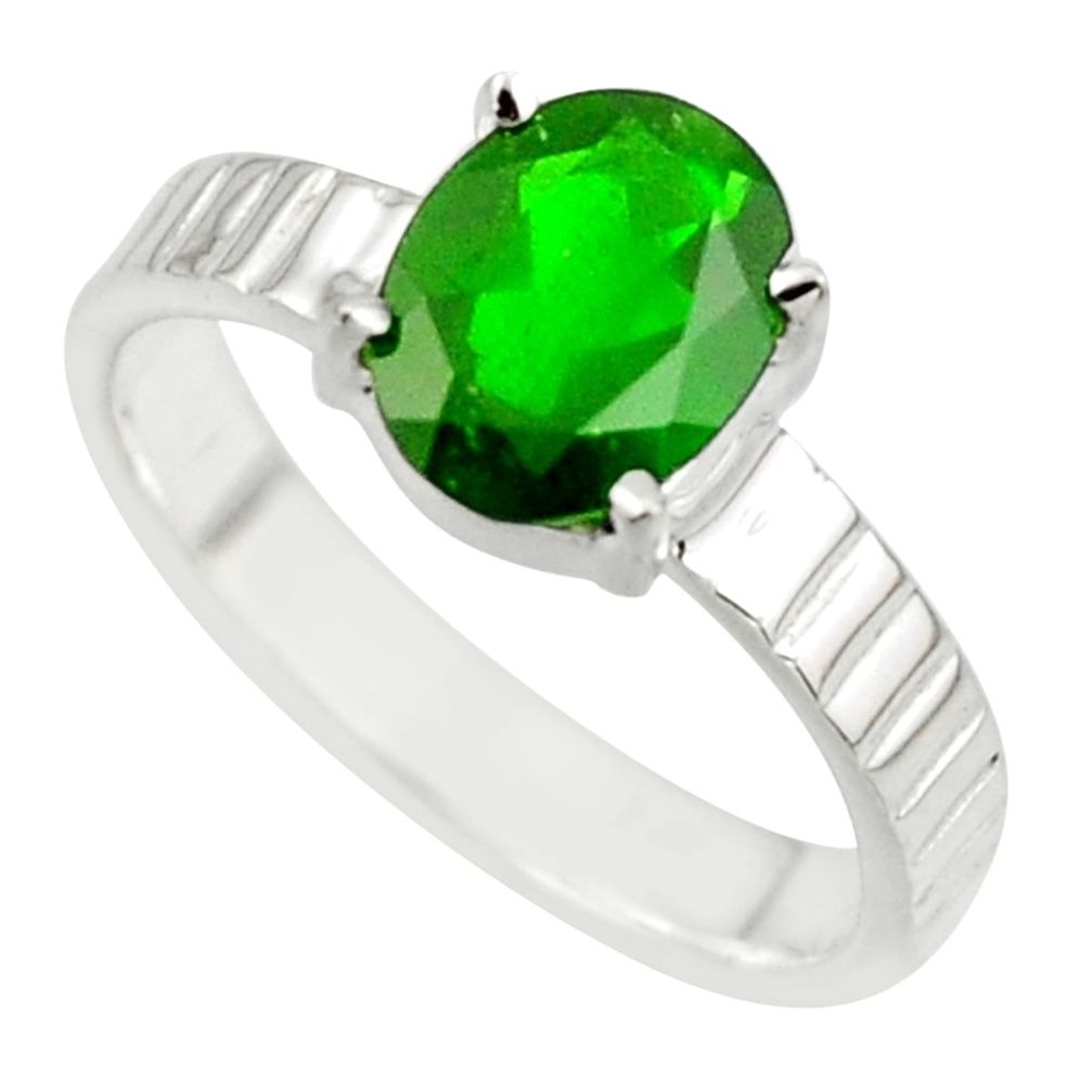 3.22cts natural green chrome diopside 925 sterling silver ring size 7.5 r43437