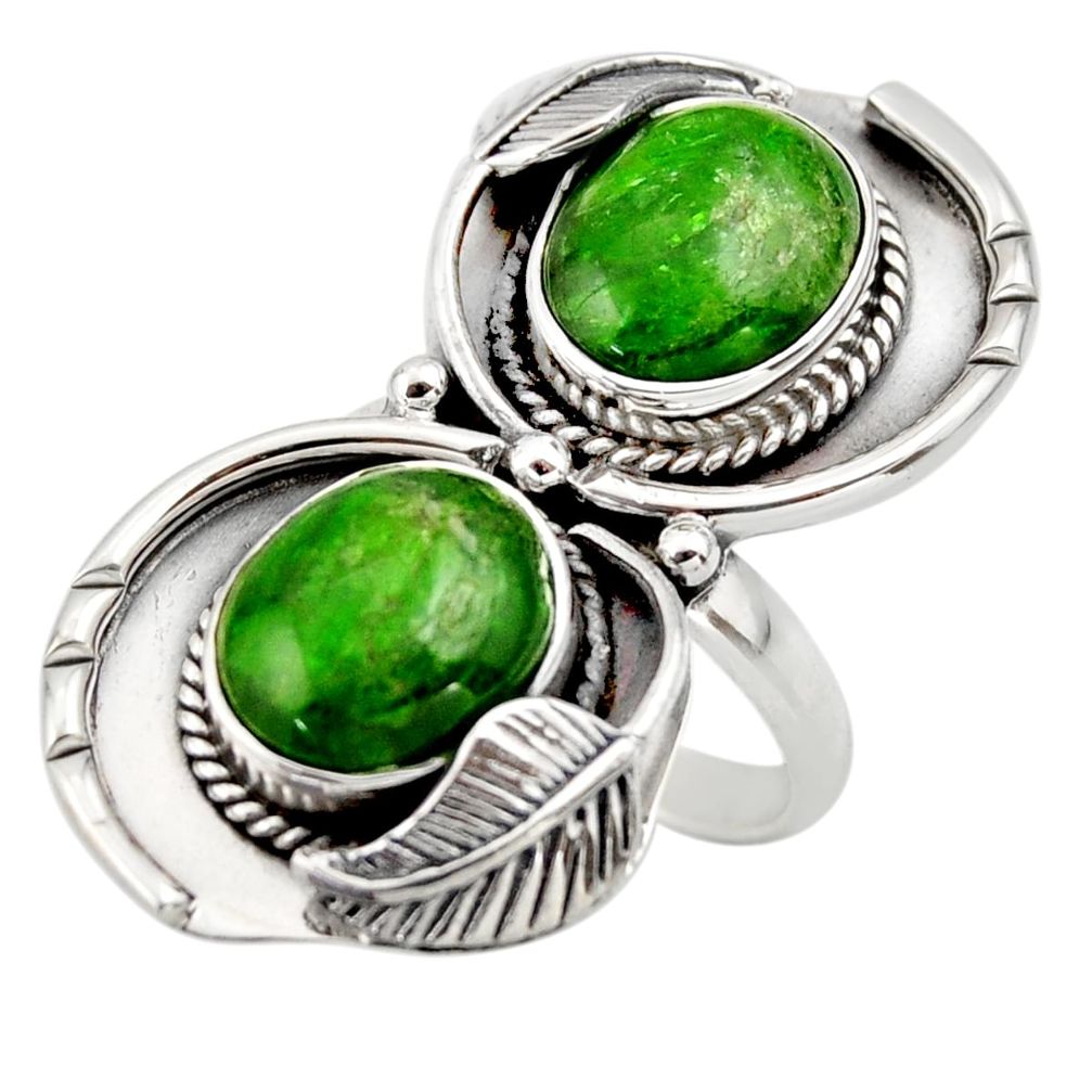 10.31cts natural green chrome diopside 925 sterling silver ring size 8.5 r44421