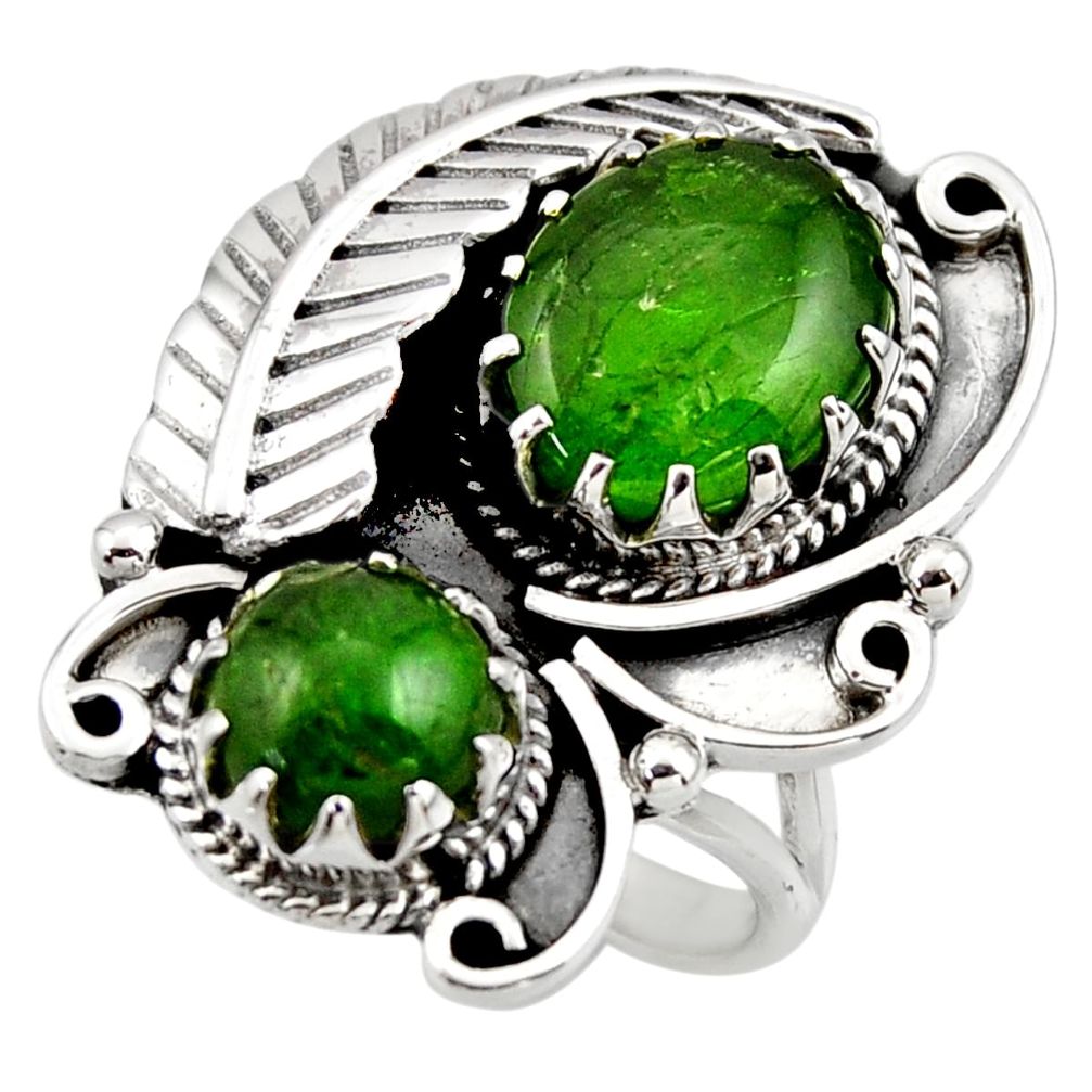 7.91cts natural green chrome diopside 925 sterling silver ring size 7.5 r44422