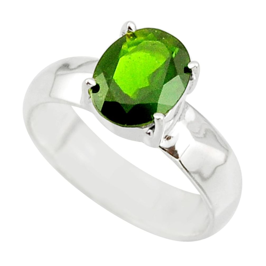 3.34cts natural green chrome diopside 925 sterling silver ring size 6 r43419