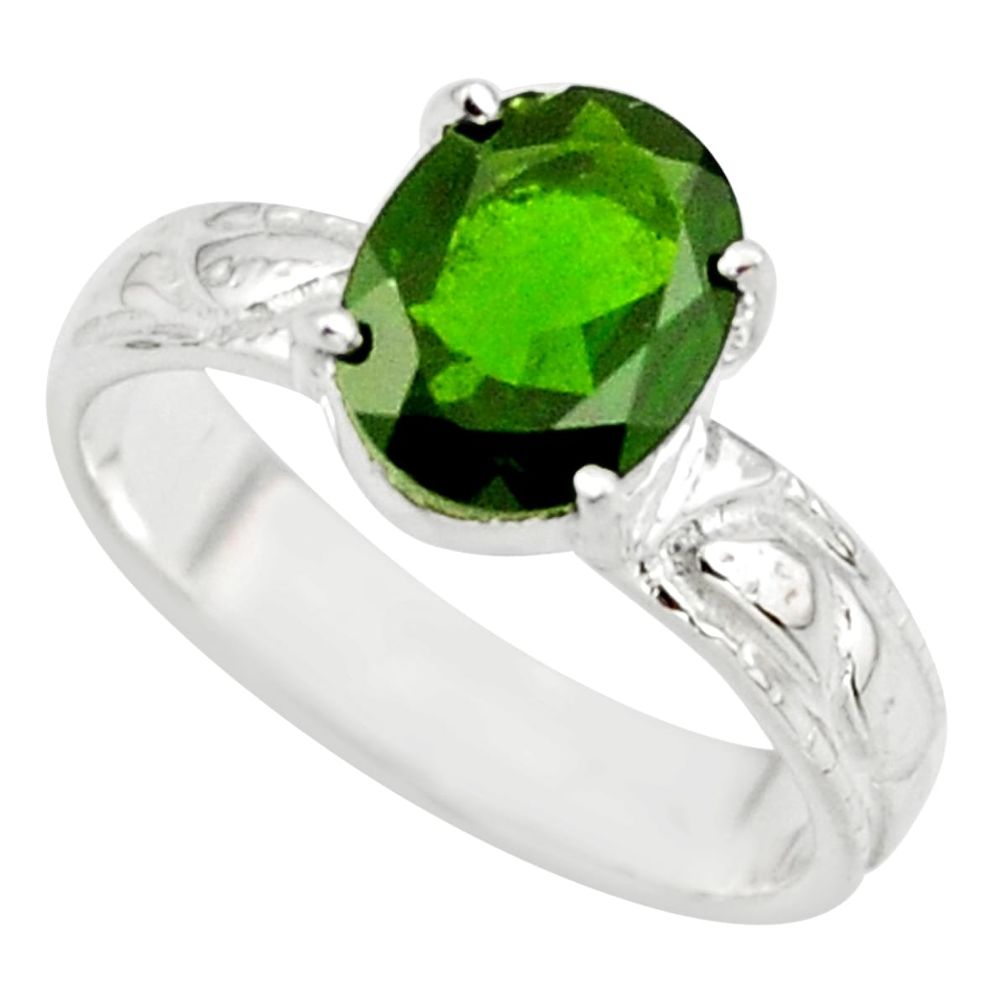 3.39cts natural green chrome diopside 925 sterling silver ring size 6 r43420