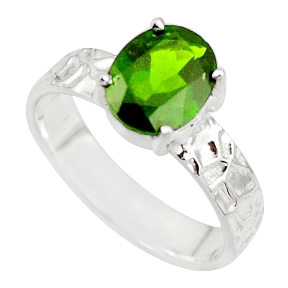 3.29cts natural green chrome diopside 925 sterling silver ring size 7 r43404