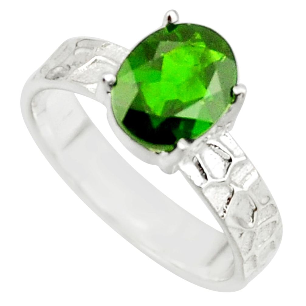 3.35cts natural green chrome diopside 925 sterling silver ring size 7 r43405