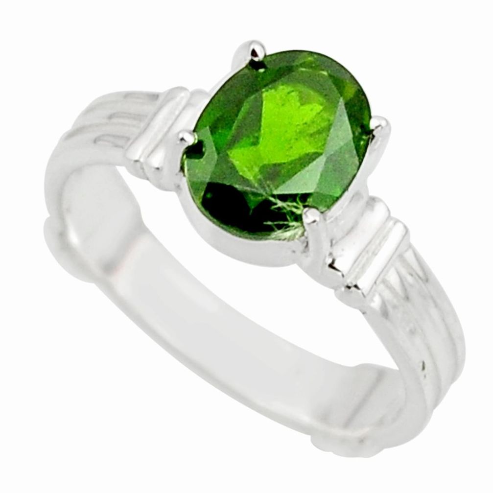 3.02cts natural green chrome diopside 925 sterling silver ring size 7 r43408