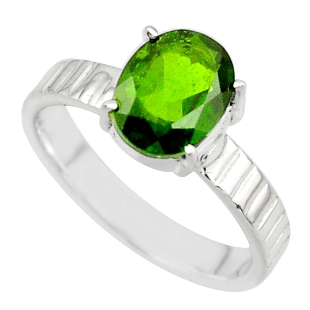 3.36cts natural green chrome diopside 925 sterling silver ring size 7 r43411