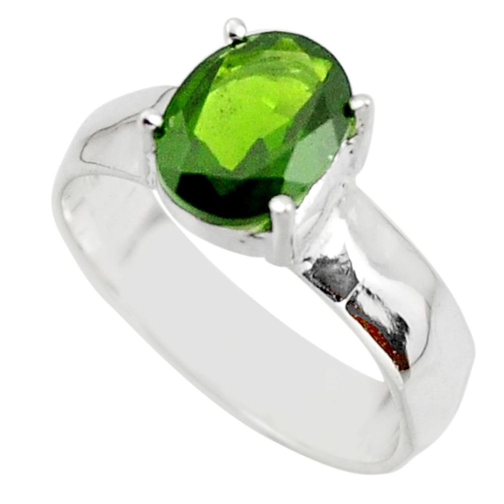 3.09cts natural green chrome diopside 925 sterling silver ring size 7 r43422