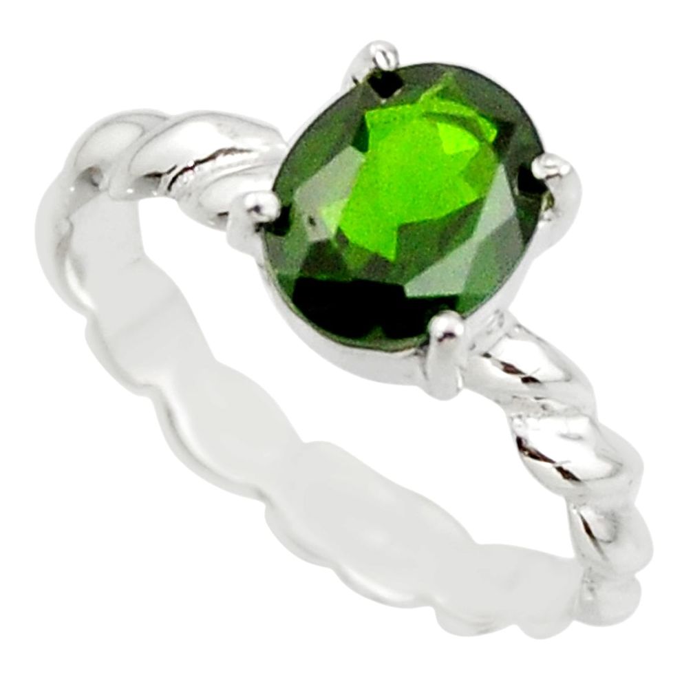 3.09cts natural green chrome diopside 925 sterling silver ring size 7 r43423