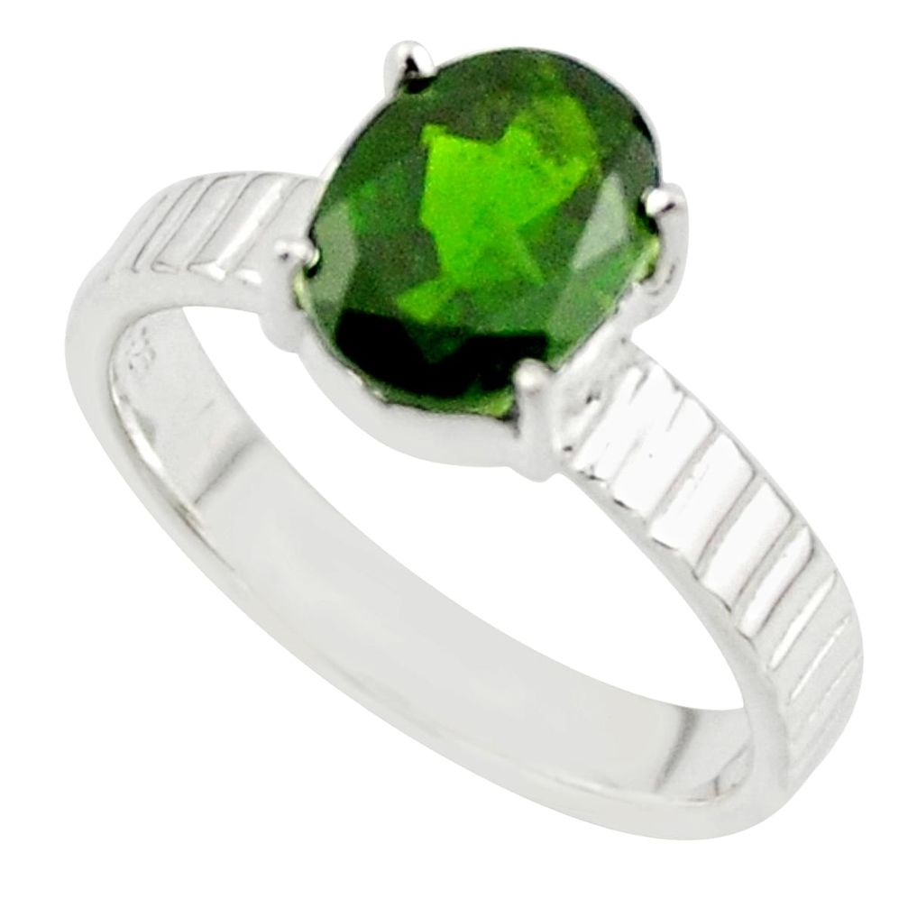 3.29cts natural green chrome diopside 925 sterling silver ring size 7 r43424