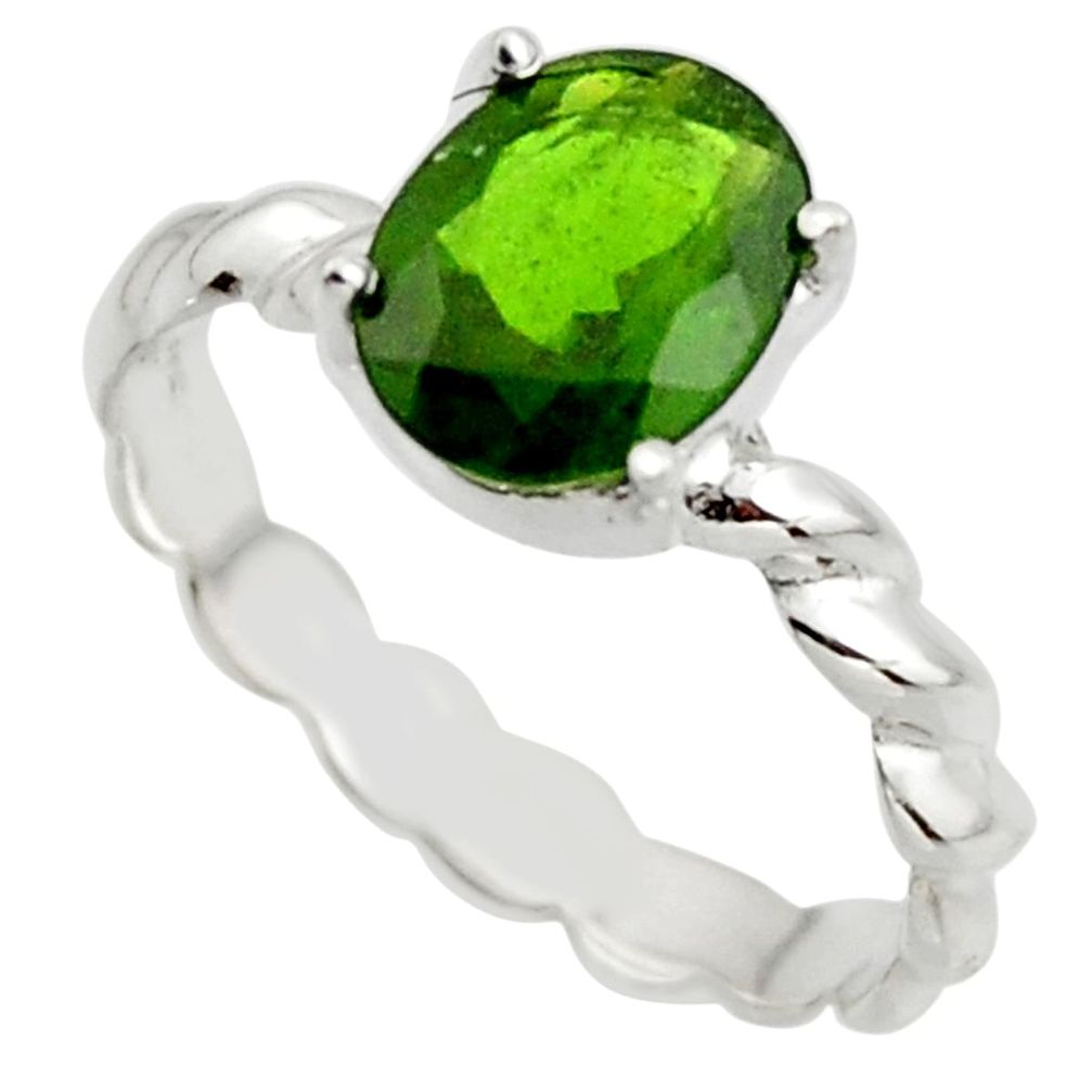 2.90cts natural green chrome diopside 925 sterling silver ring size 7 r43427