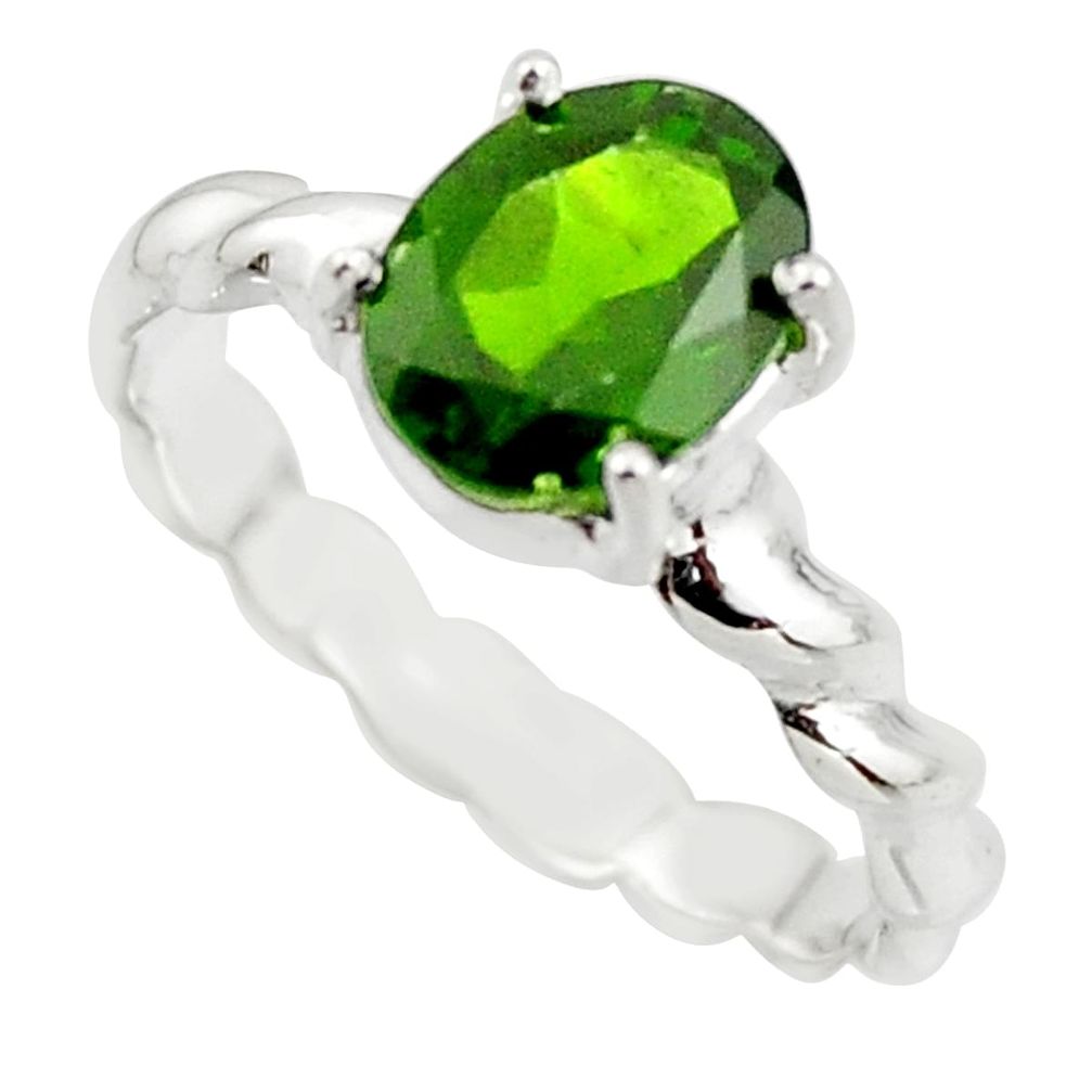 2.93cts natural green chrome diopside 925 sterling silver ring size 7 r43428