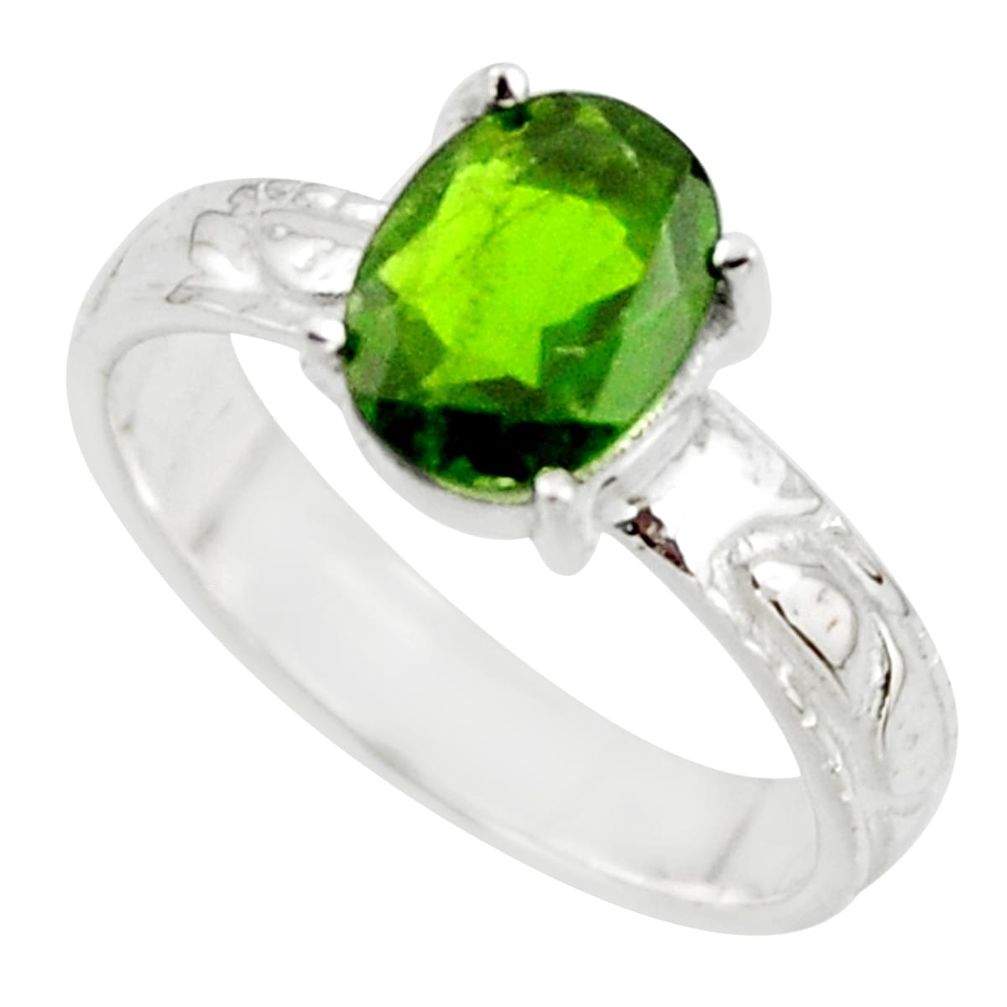 3.17cts natural green chrome diopside 925 sterling silver ring size 7 r43432