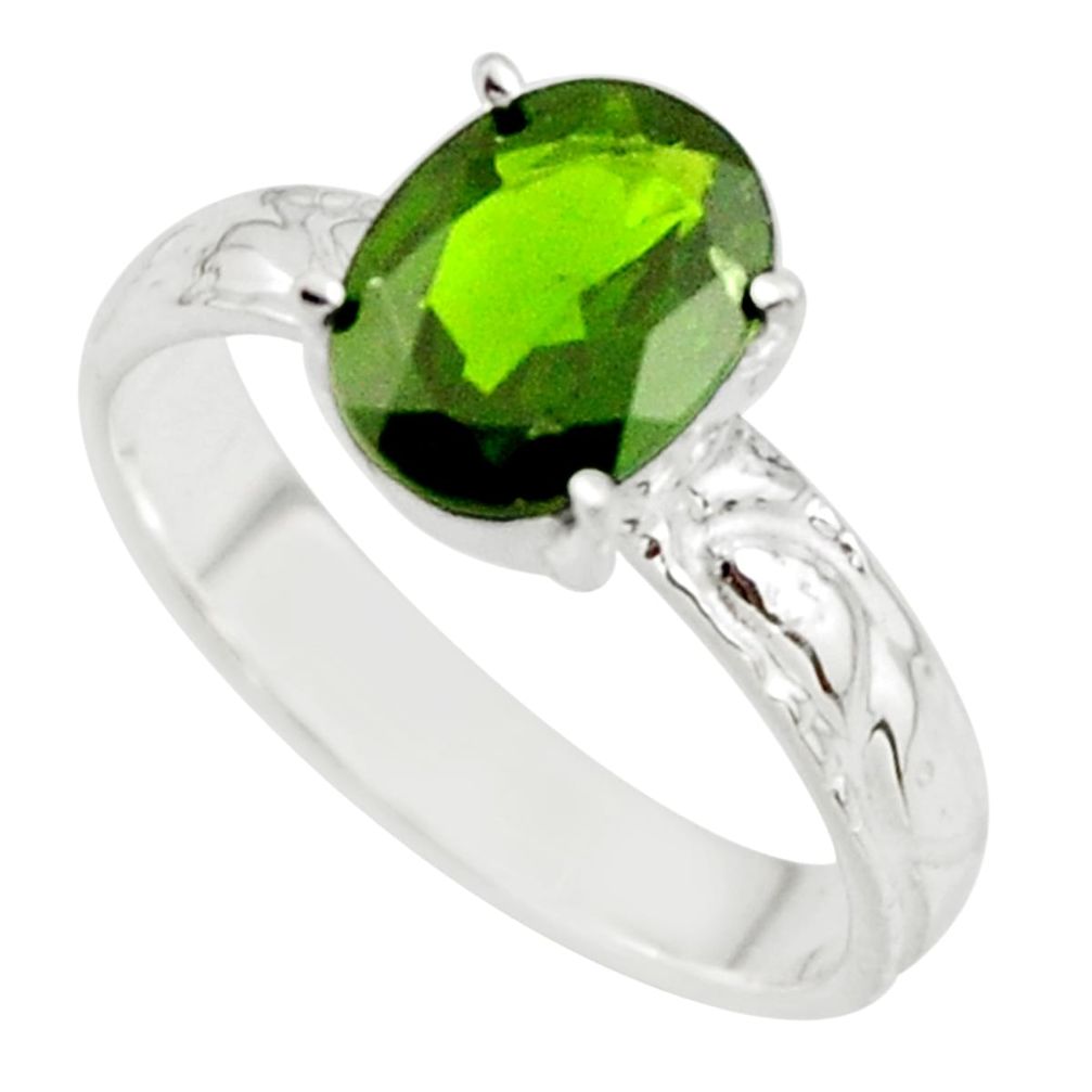 3.11cts natural green chrome diopside 925 sterling silver ring size 7 r43434