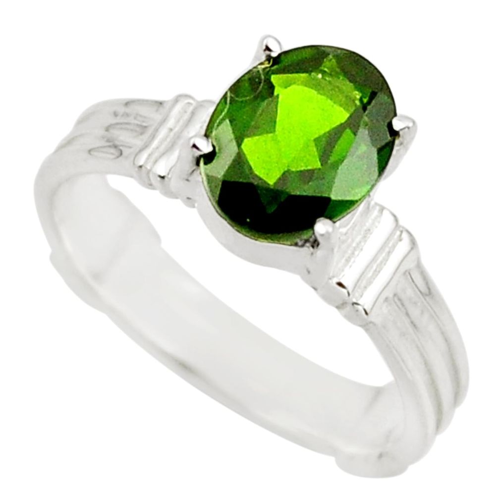 3.18cts natural green chrome diopside 925 sterling silver ring size 7 r43445