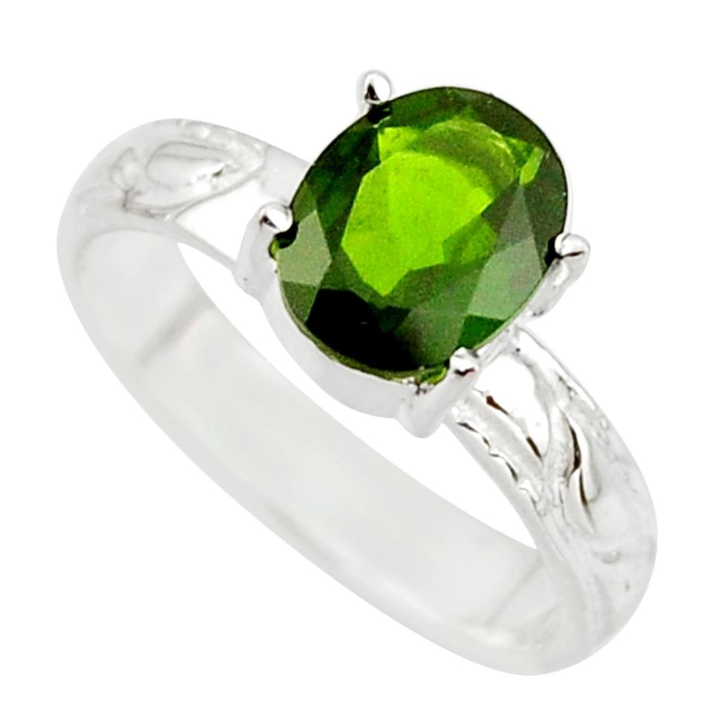 3.26cts natural green chrome diopside 925 sterling silver ring size 7 r43446