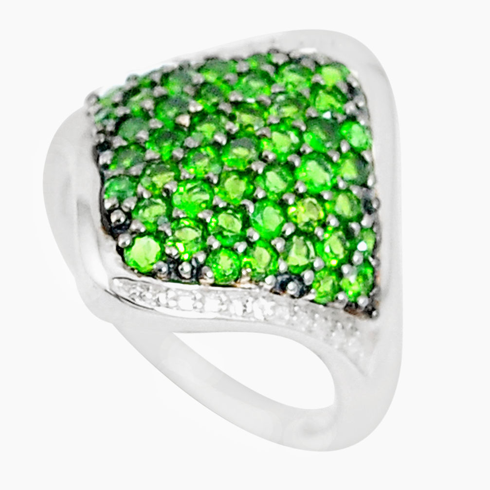 4.38cts natural green chrome diopside 925 sterling silver ring size 8 c20621