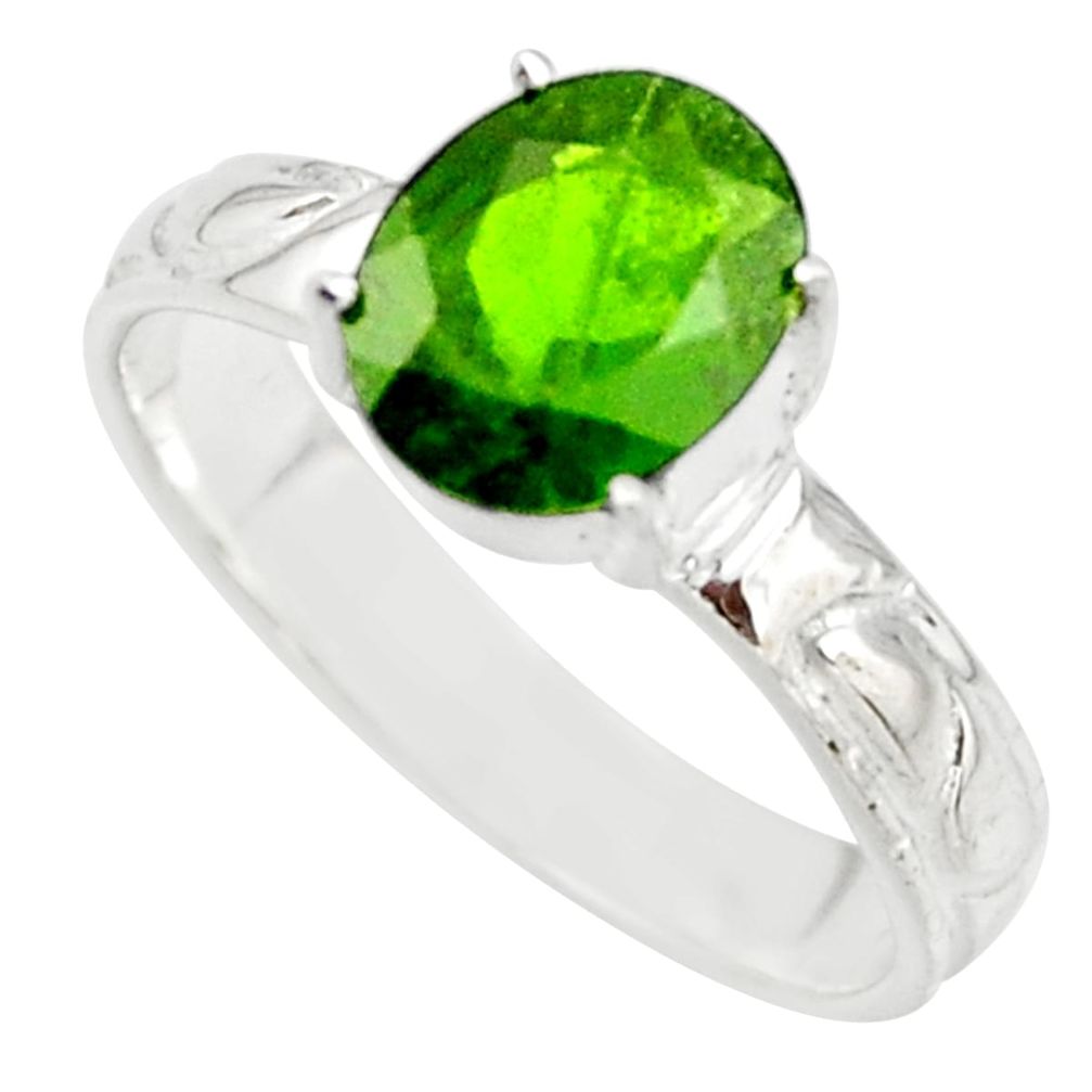 3.39cts natural green chrome diopside 925 sterling silver ring size 8 r43402